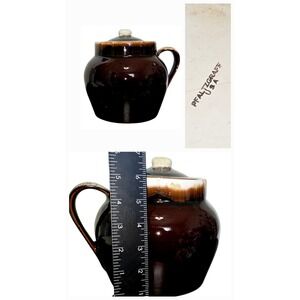 Pfaltzgraff Pottery U.S.A. Brown Drip‎ Glaze Pitcher Jug 7x7 W/Lid 1970s